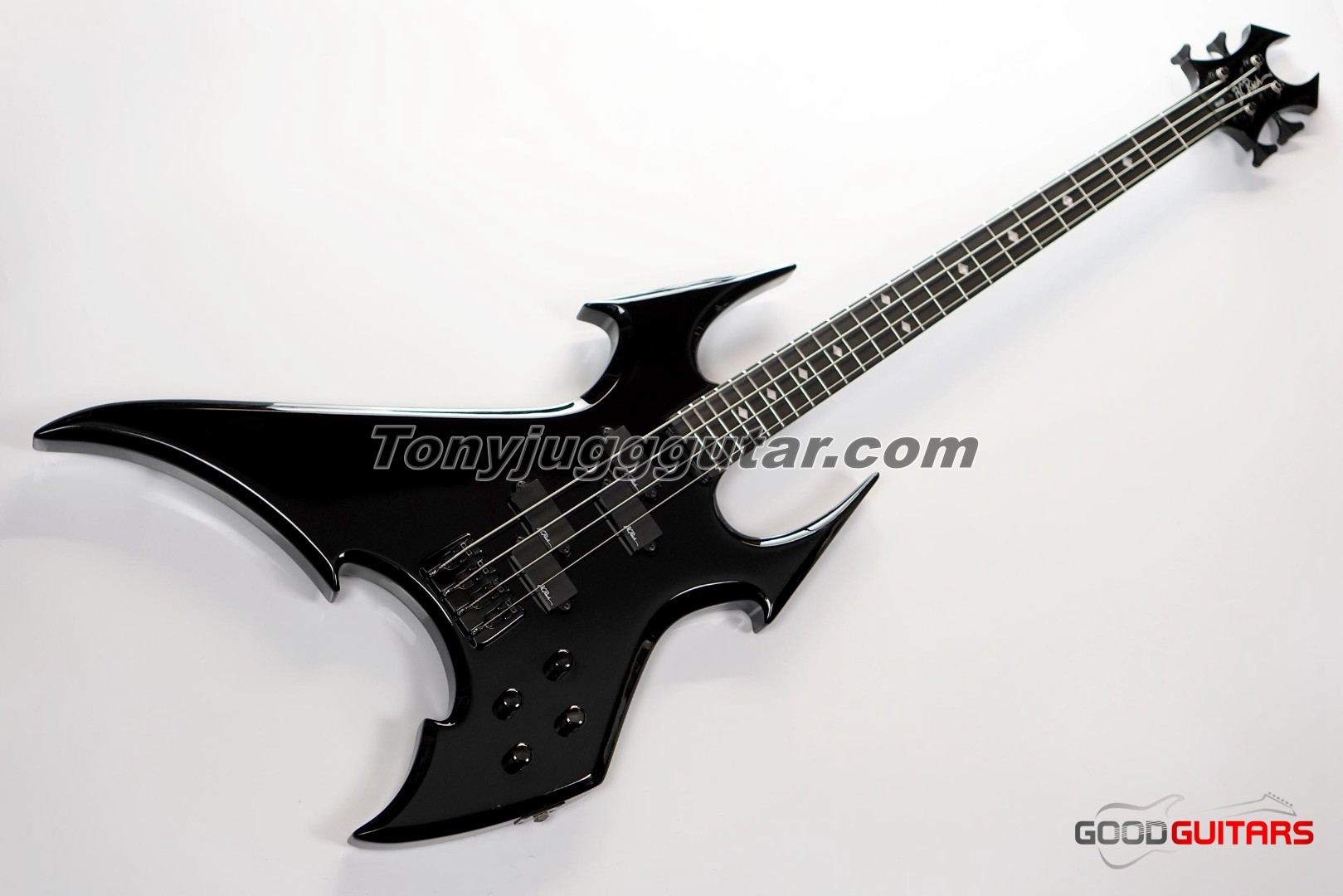 

B Rich Beast Black Electric Bass Guitar Neck Thru Body,4 Strings, Rare Shaped, Black Hardware, Diamond Inlay