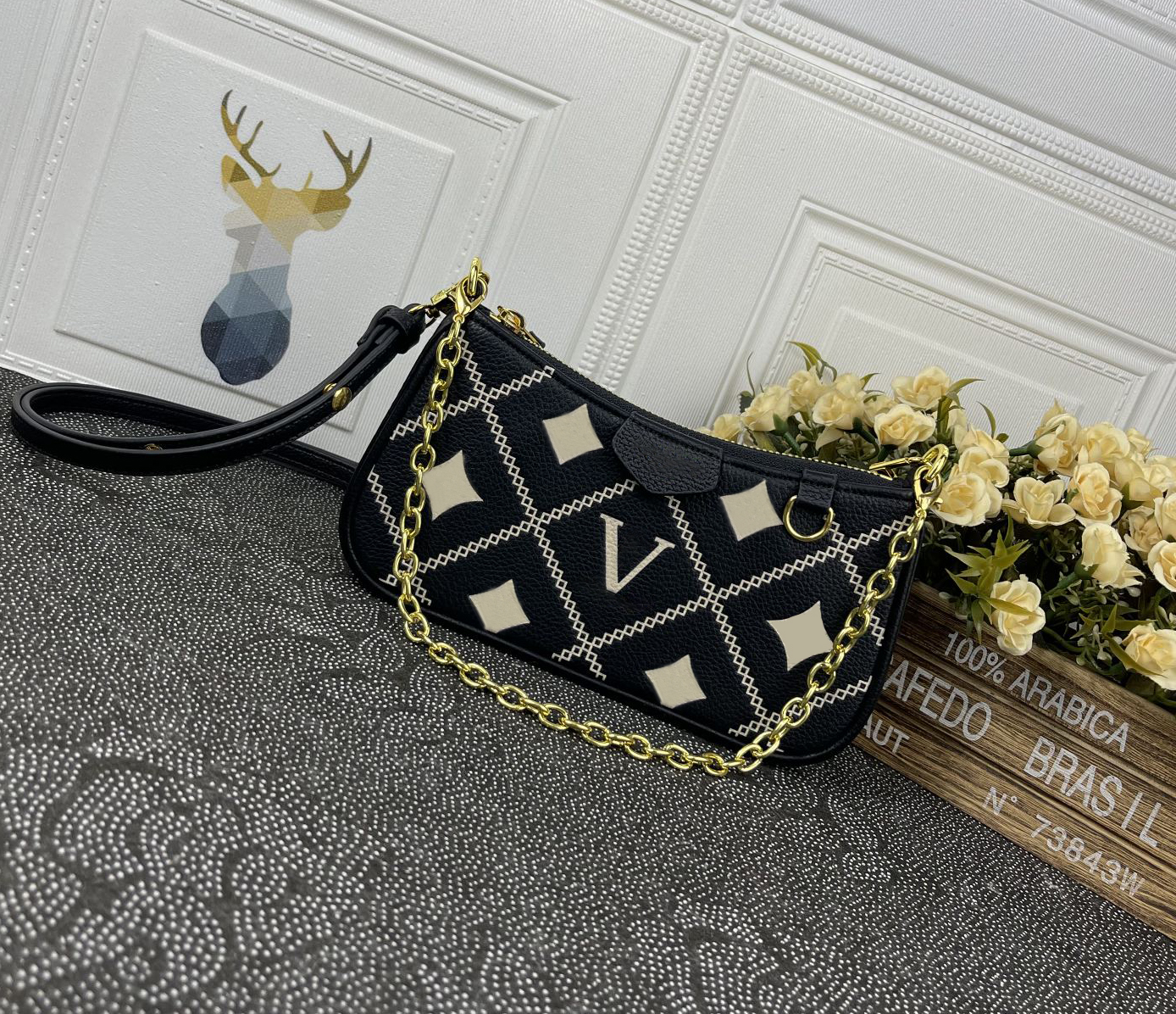 

Designer womens shoulder bag luxury Easy Pouch On Strap handbags embossed flower letter Empreinte leather mini chain makeup bags ladies fashion purses clutch #349h, 80349#embossed monogrames