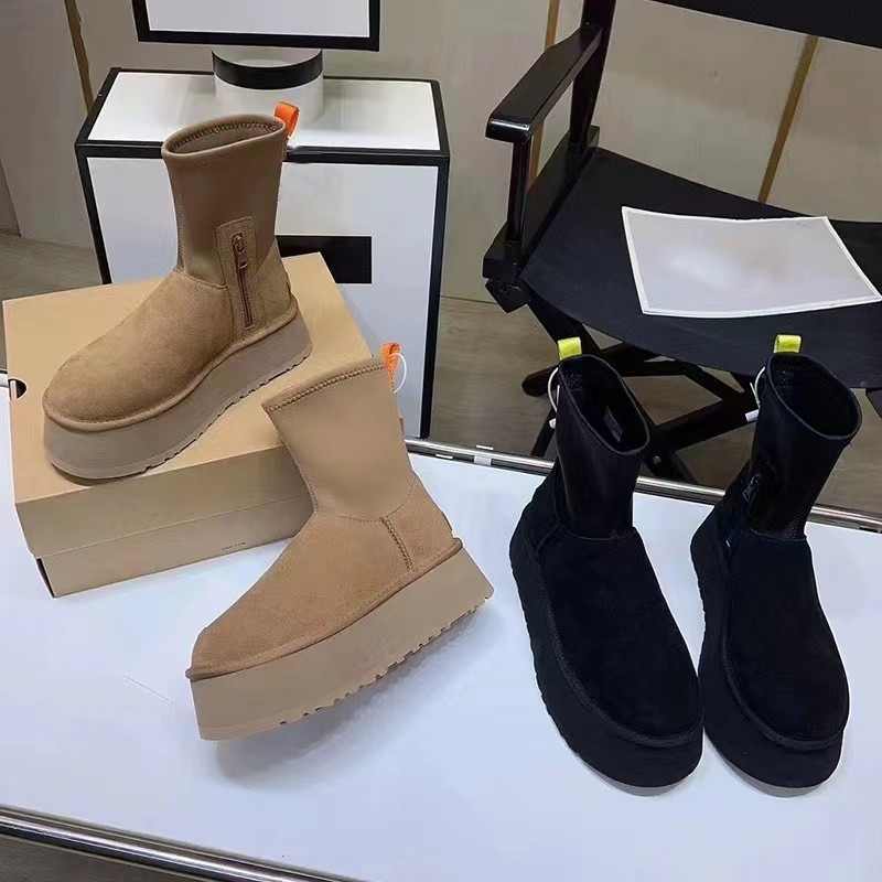 2024 Dipper boot snow boots for women Classic winter New elastic slim boots With Fashionable And Versatile Side Zippers Comfort Warm Plush Thick-image-917061844