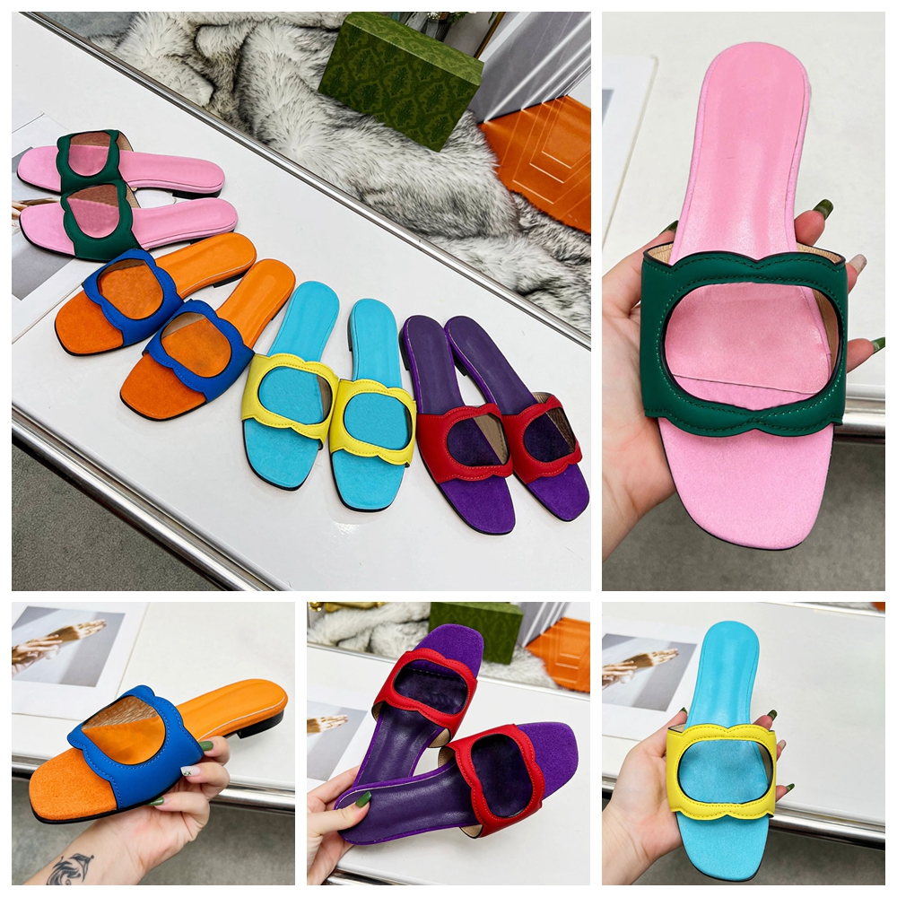 

2023 with box Luxury women designer sandals Flip Flops slippers foothold ladies sandals rubber flat shoes designer shoe ow office sneaker, Color:3