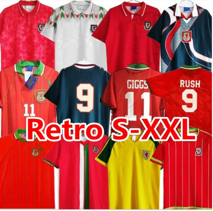 

1976 1983 1982 1990 1993 Wales retro soccer jerseys 1992 1994 1995 1996 1998 Giggs Hughes Saunders Rush Boden Speed vintage classic football shirt 2000, 9495