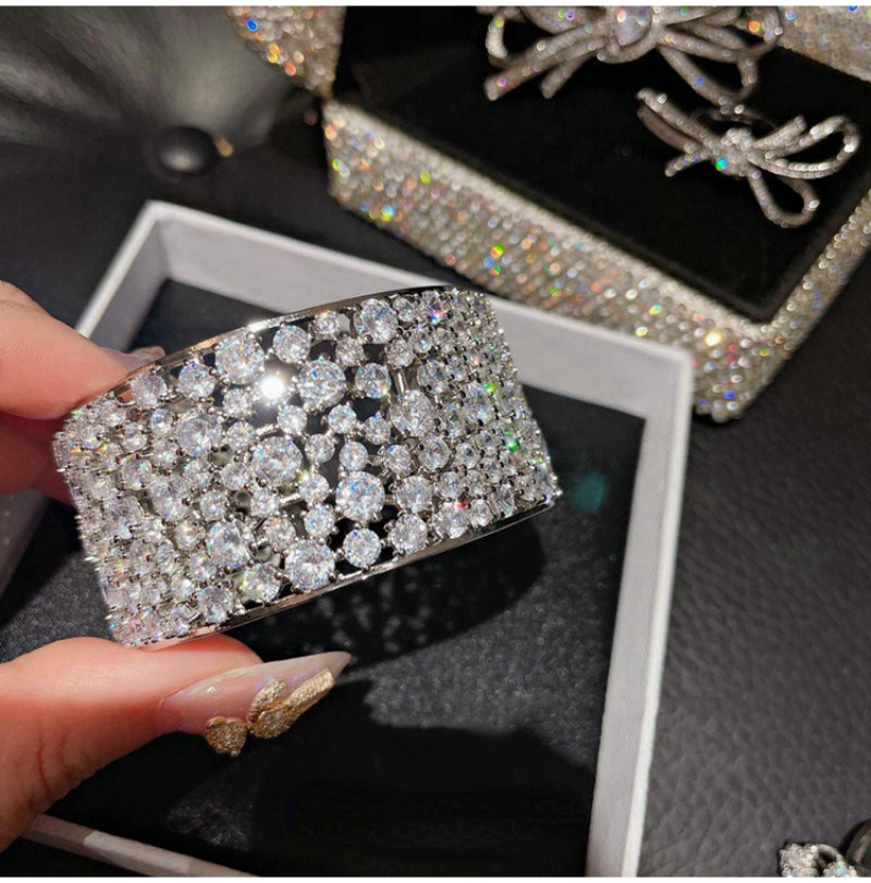 

14K Gold Vintage Lab Diamond Bangle Bracelet For Women Bridal Engagement Wedding Bangle Trendy Party Jewelry Gift