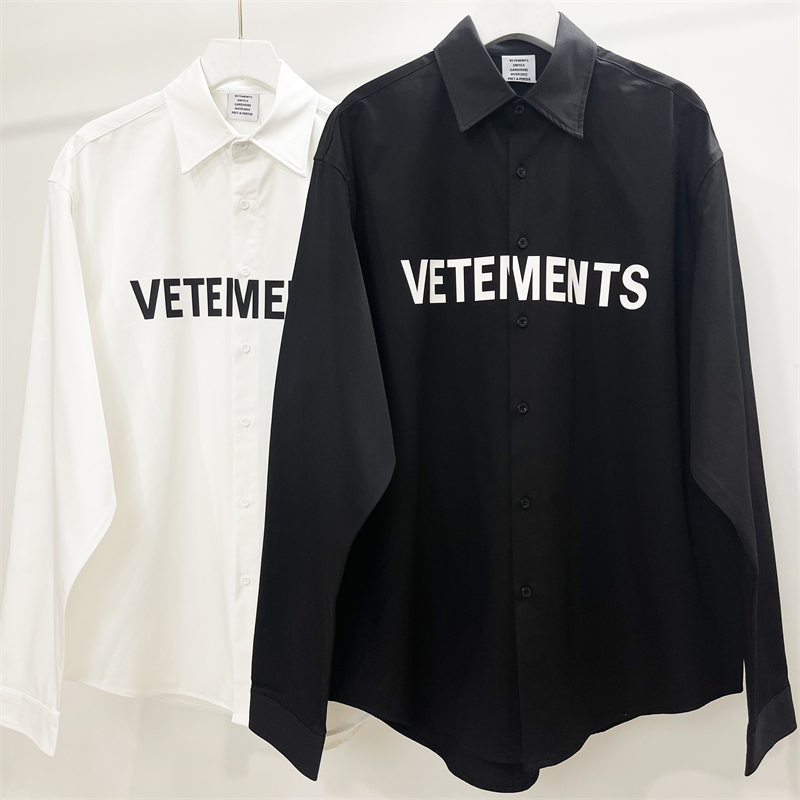 

2023ss Letter Print Oversize Shirt Men Women Black White Shirts
