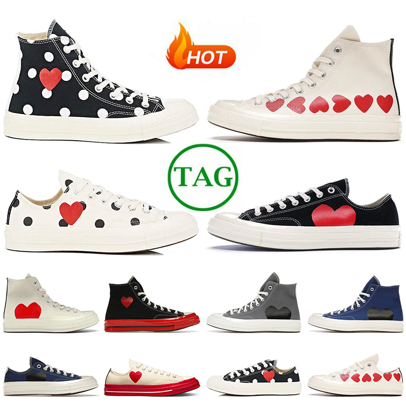 

Platform Canvas Shoes Comme Des Garcons Play designer sneakers cdg White Black Hearts Blue Grey Red high low Men Women Classic casual cdgs Shoes, Polka dot black low