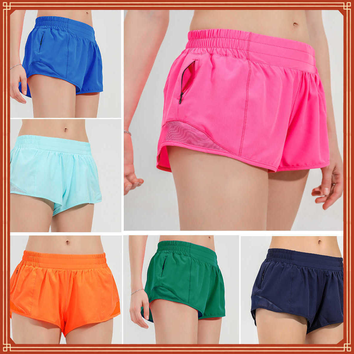 

Lulus-08 designers womens yoga Shorts Fit Zipper Pocket High Rise Quick Dry lulus lemon Womens Train Short Loose Style Breathable gym quality cheap Motion current, 11