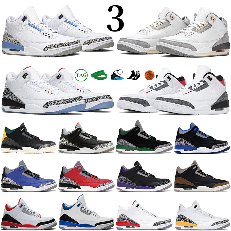 

3 3s jumpman Basketball Shoes for Men Women OG Fire Red UNC Pine Green Dark Iris Mens Cool Grey Varsity Royal Black Cement Laser Orange Womens Designer Sports Sneakers, #22- cyber monday