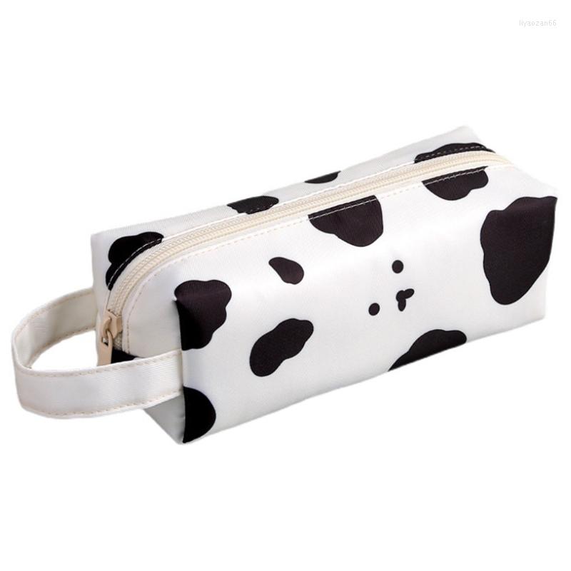 

Portable Stationery Box Cartoon Cow Pen Bag Cosmetic Pouch Zippered Pocket Desktop Pencil Holder For School Office