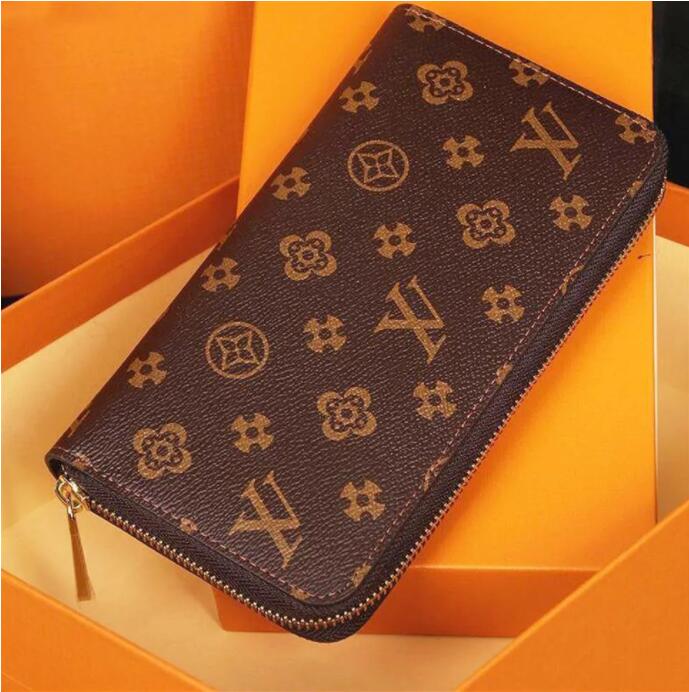 

Hihg quality Fashion women clutch wallet genuine leather wallet single zipper wallets lady ladies long classical purse with orange289d, Deep brown