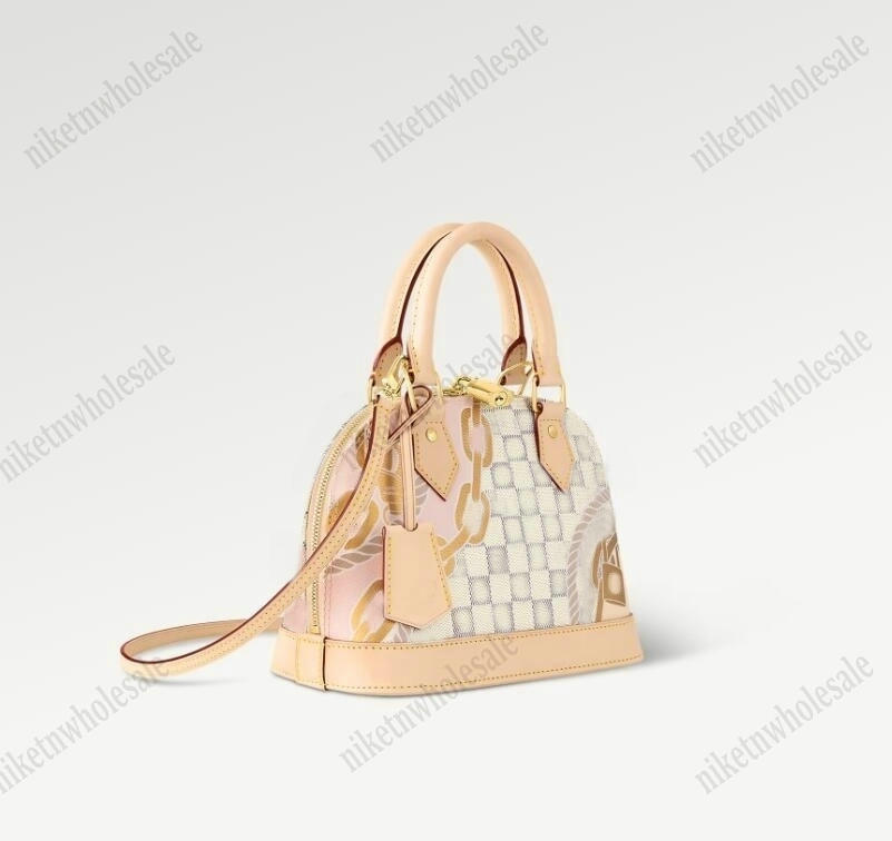 

2023 Alma BB Shell Bag N40472 New Spring Collection Nautical Alma White Damier Azur Canvas Handbag With Padlock Women Designer Shoulder Bag Top Handle Bags, Color-01