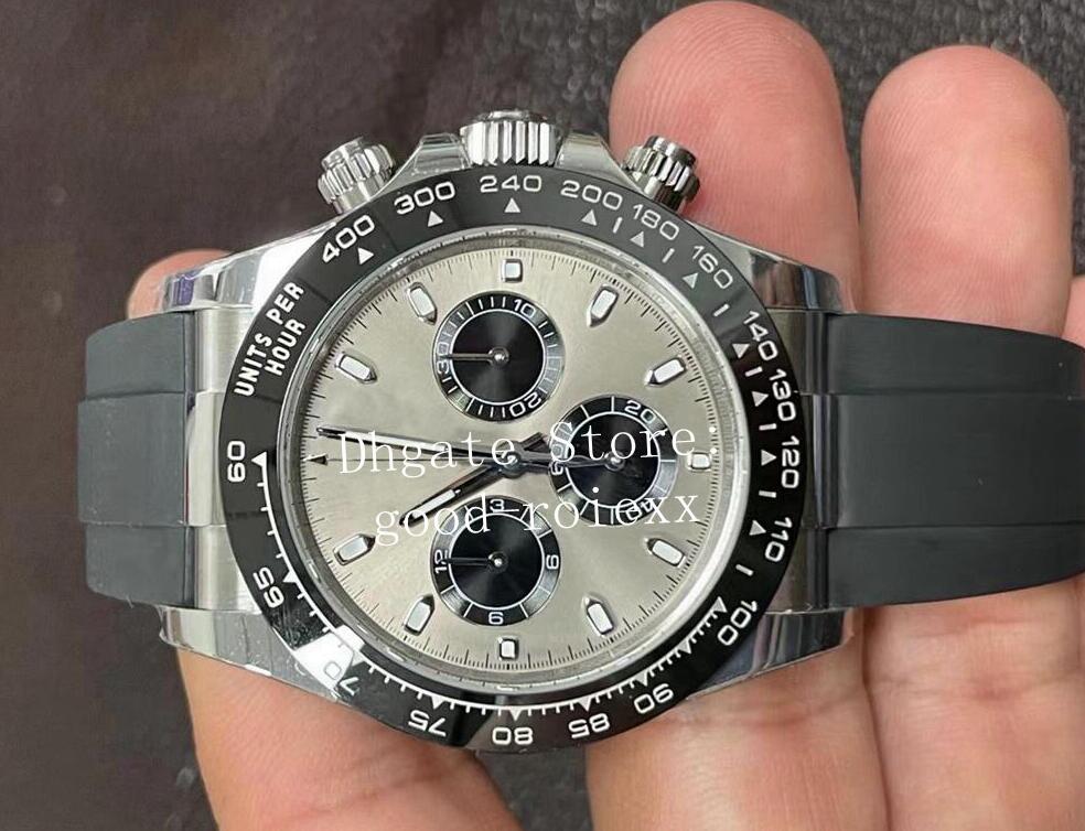 

Men's Chronograph Watches Men Rubber Stopwatch Automatic Cal.4130 Movement Watch Ceramic Bezel Better 904L Steel Bt Blue White Gray Meteorite Dial Btf Wristwatches, Box