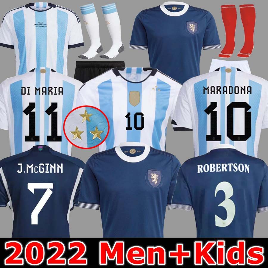 

3 Star 2022 Argentina soccer Jerseys Scotland 150th anniversary player version MARADONA DI MARIA J. ALVAREZ Home Men Kids football shirt MESSIS ADAMS MCGINN McGREGOR, 150 th aldult patch