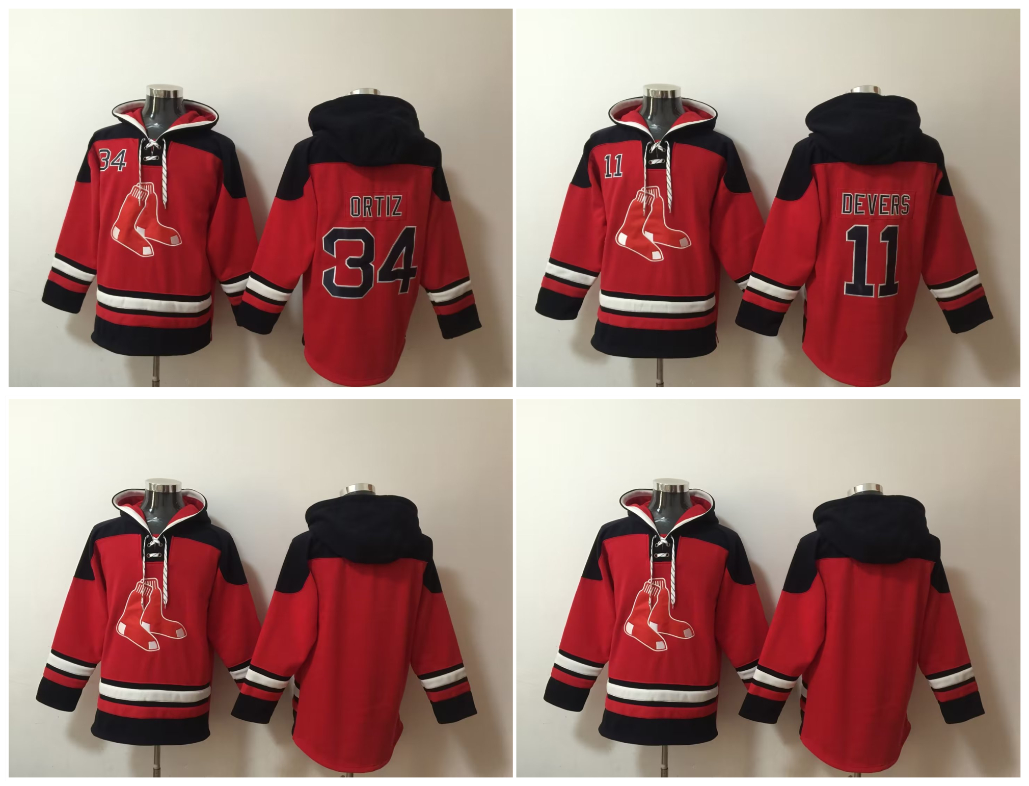 

Red Sox Old Time Baseball Jerseys David 34 Ortiz Rafael Devers Boston Hoodie Pullover Sports Sweatshirts Winter Jacket Red Size S-XXXL, As pic