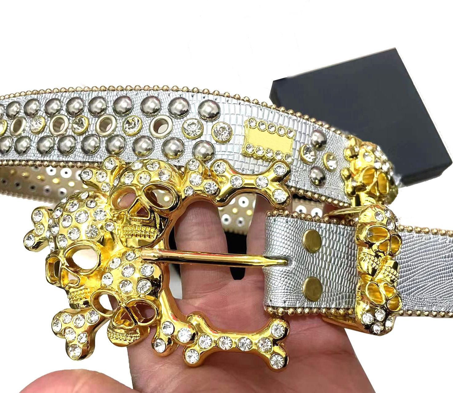 diamond simon Belts Designer Fashion for Men Women Shiny diamond belt Black on Black Blue white multicolour with bling rhinestones gift E5-image-856059063