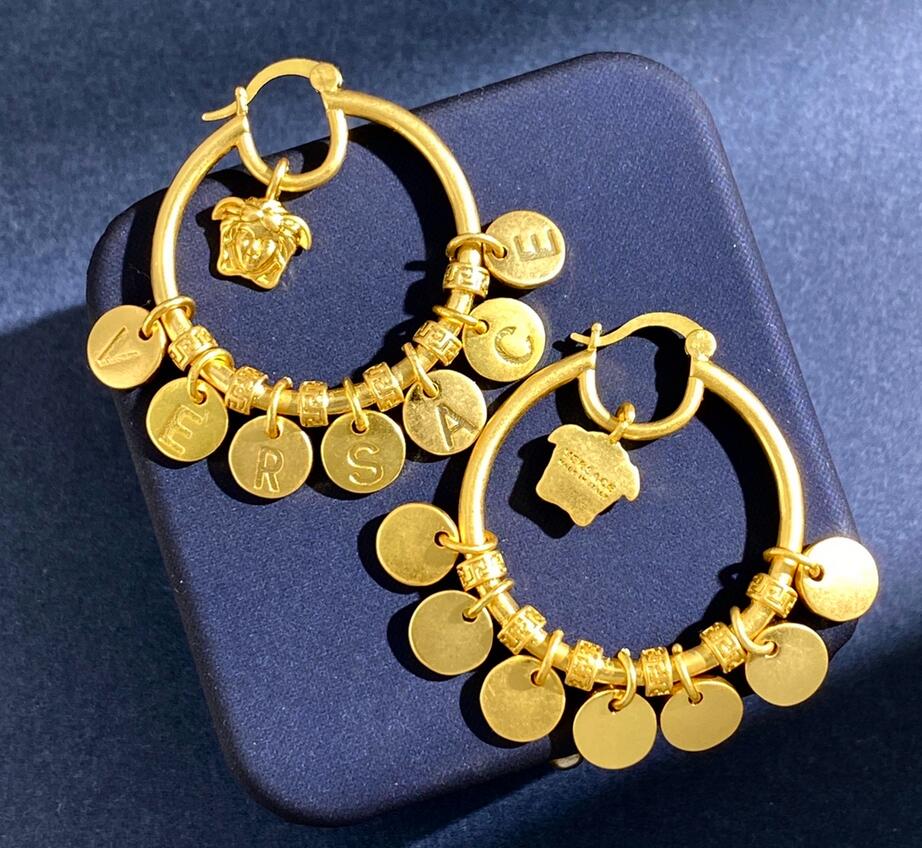 

Luxury brand big Round earring Hiphop Hoop brass never fades studs Medusa jewelry designer earrings popular style gift for girlfriend MER2 --951