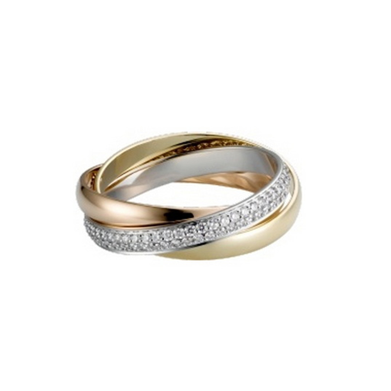 

trinity ring Tricyclic crossover for woman designer Couple Size 6 7 8 for man Gold plated 18K diamond T0P quality highest counter quality anniversary gift 006