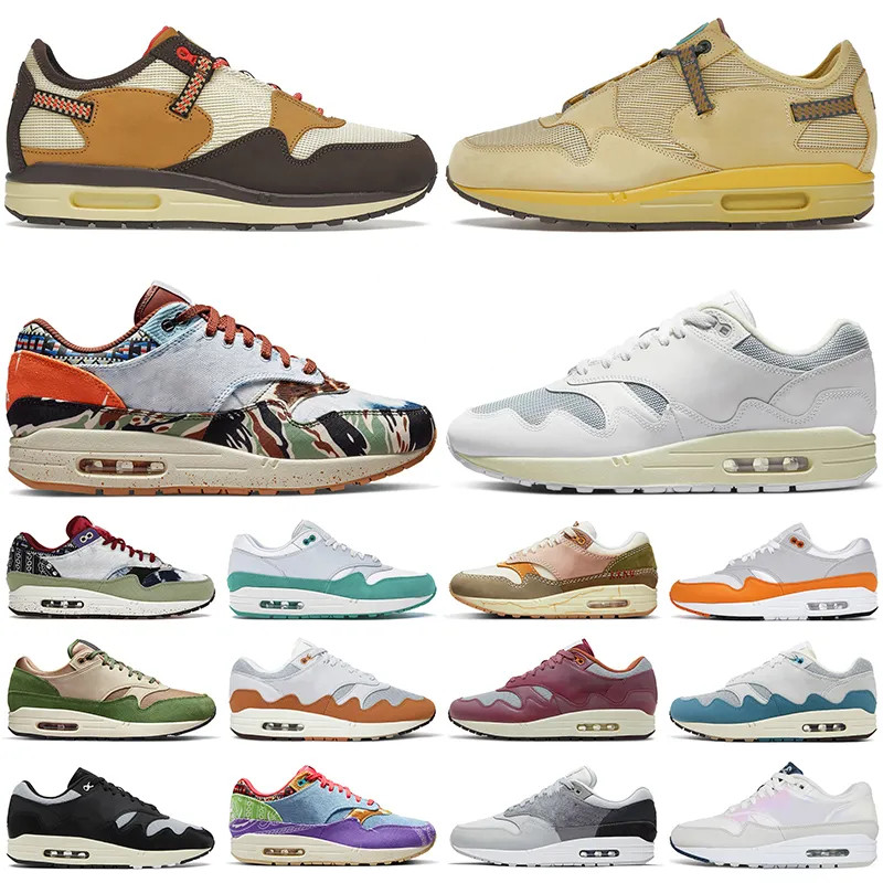 

Top MAX 1 87 OG Running Shoes Classic 1S Designer Kiss of Death Solar Red Bred Crepe Hemp Pecan Windbreaker Men Women Outdoor Sports Sneakers Size 36-45, Box