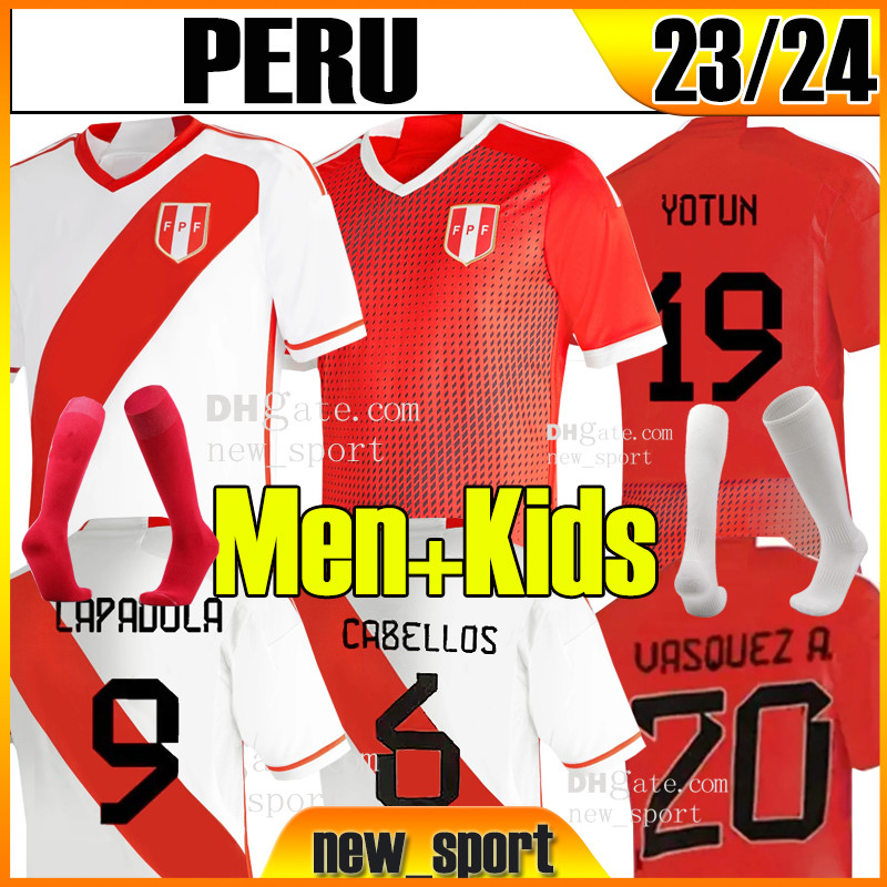 

2023 Peru LAPADULA Soccer Jerseys CARTAGENA LUIS LBERICO PINEAU VALERA AQUINO 23 24 Home Away #9 YOTUN #10 CUEVAS national team Men Size S-XXL Football Shirt Top, 23 24 away