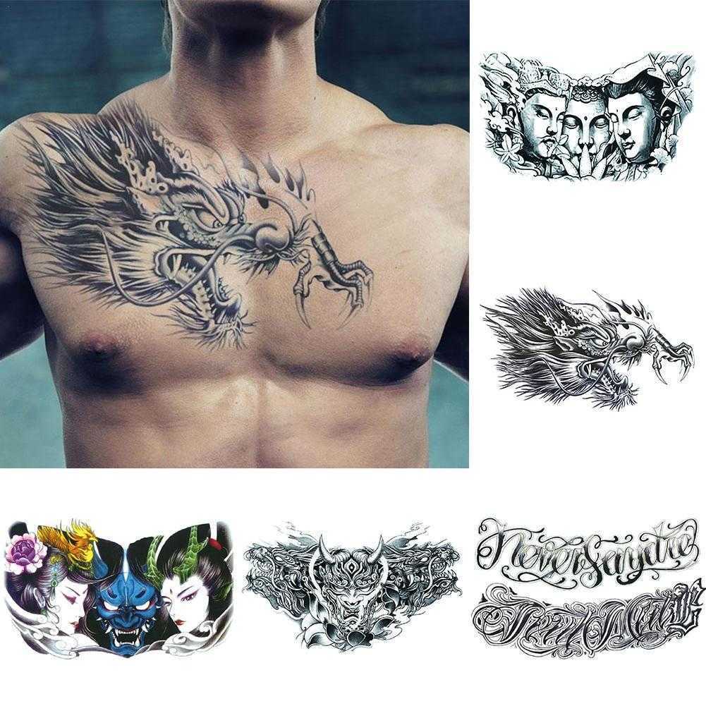 

Temporary Tattoos Temporary Tattoos For Men Shoulder Tattoos Large Chest Body Sexy Tattoo Sticker Waterproof Tatoo Fake Boys Make Up Pattern Z0403