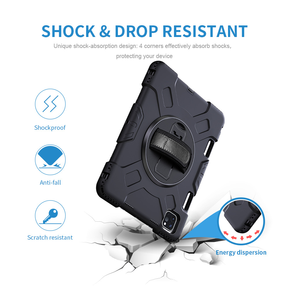 360 Rotate Hand Strap Case Shockprof Kidstand Shell For IPad Mini 4 5 6 Air 2 10.5 Pro 9.7 11 12.9 2021 Smart Cover
