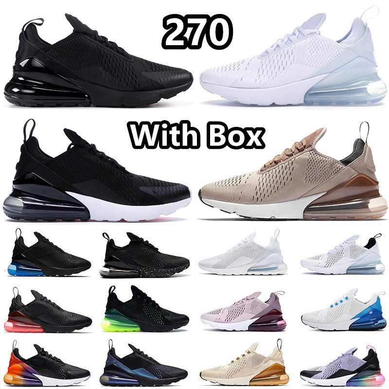 

270 Running Shoes Triple White 270 Triple Black Chrome Anthracite UNC Photo Blue Cactus Washed Coral Grape Regency Purple Medium Olive Outdoor Sneakers for Men Women, Item#33