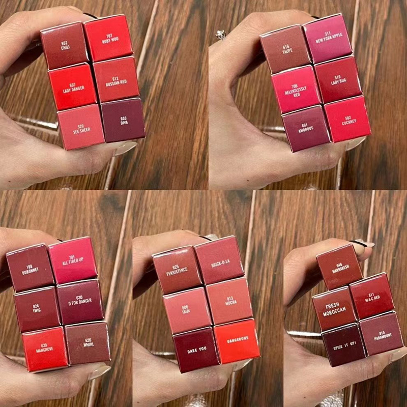 

Brand Lipstick Matte Rouge A Levres Aluminum Tube Lustre 29 Colors Lipsticks with Series Number Russian Red, 28.m c·red