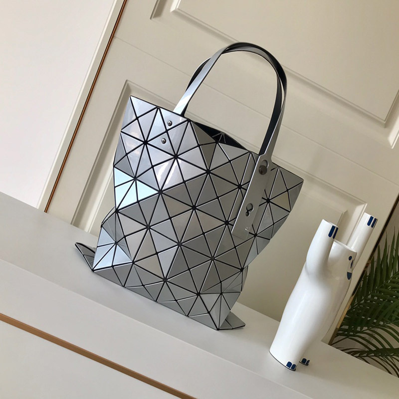 

Brand 6 Grids Rhombus Bags Metal Polarized Series Tote Bag Women's Handbags, Grey
