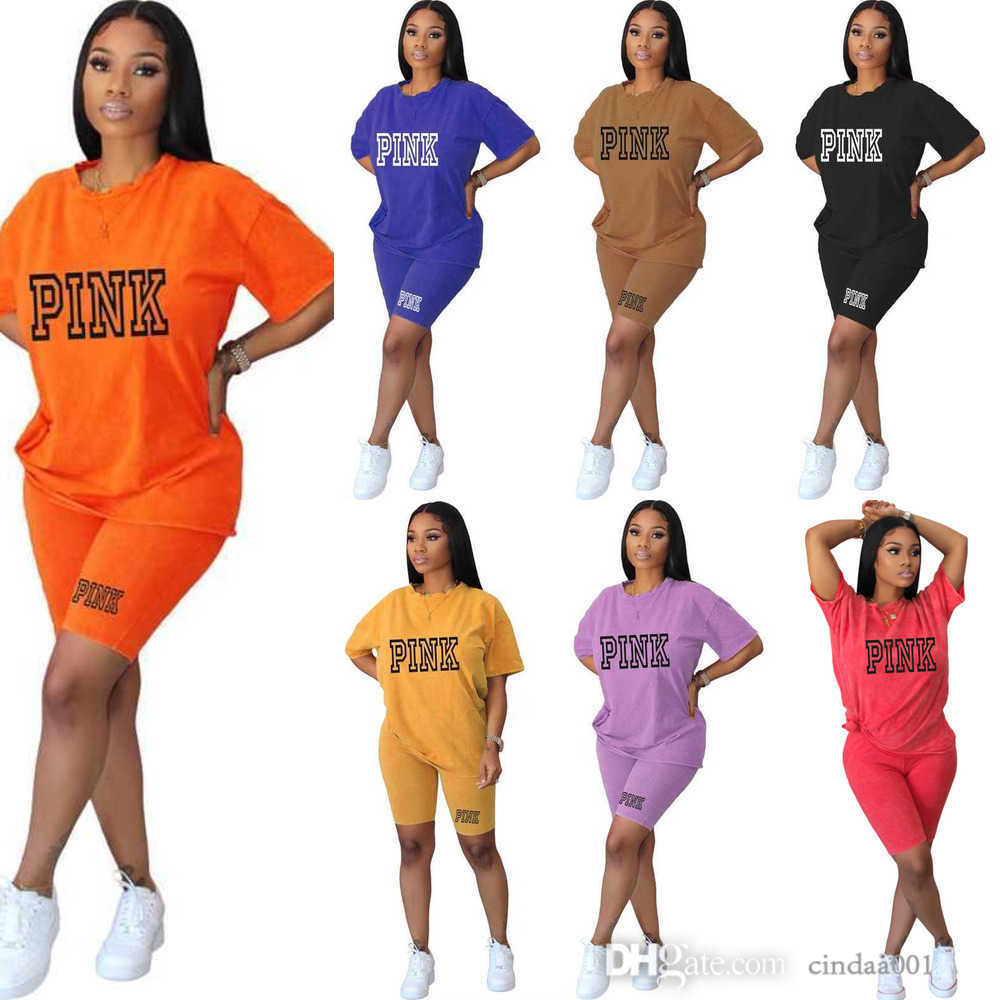

Women Clothing Tracksuits Designer Two Piece Set 2023 New Summer Letter printed Loose T-shirt Shorts Casual Outfits, Purple