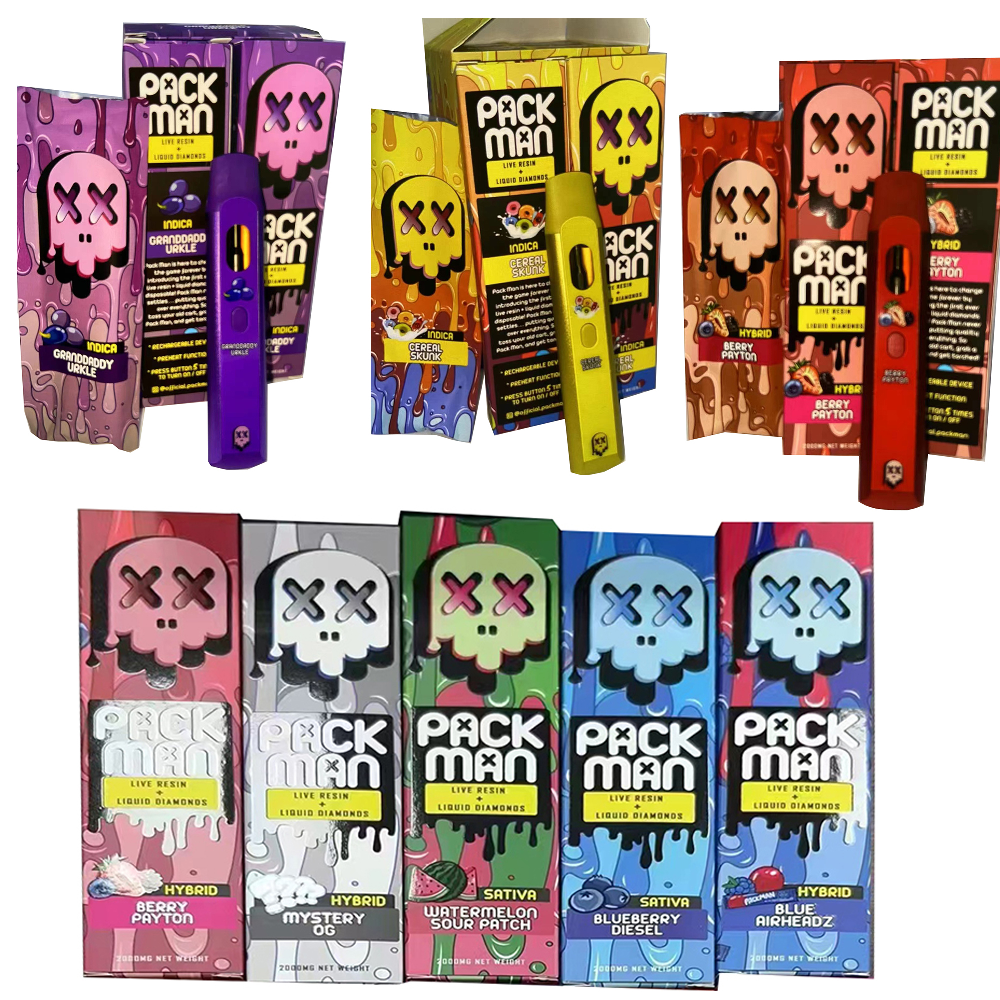 

New Arrive Disposable E-cigarettes PACKMAN Disposable Vape Pen Rechargeable Battery 2ml Kit Vapes Cartridges Empty Oil Carts