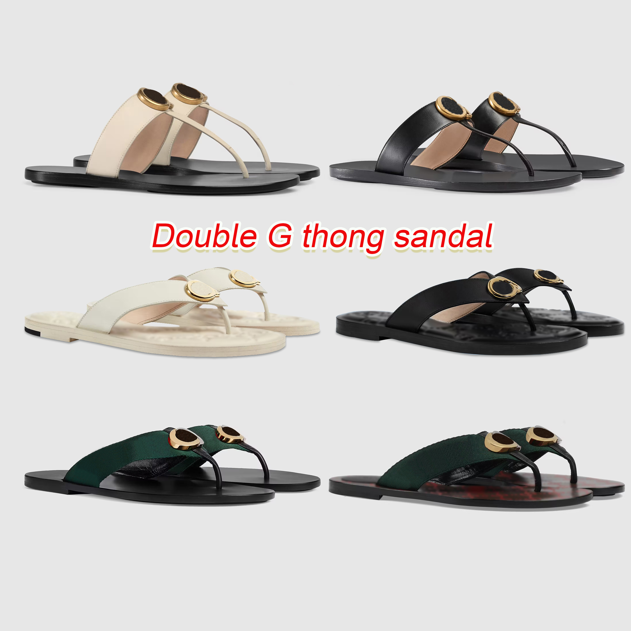 

luxury designer women men Leather thong sandal Double G Interlocking Web flat fashion causal flip flop size 35-45 with box, #3