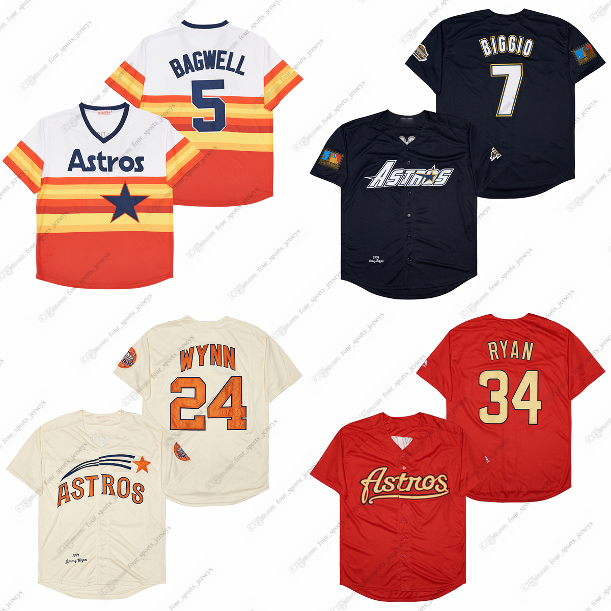 

Nolan Ryan baseball jerseys Jeff Bagwell Craig Biggio Jimmy Wynn, Picture