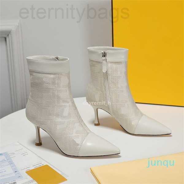 

FF fend Designer Boots Newest Women Boots Fashion Stiletto Shoes Brand Ladies Sexy High Heels Lvxury Half Boot 62 CCity, White