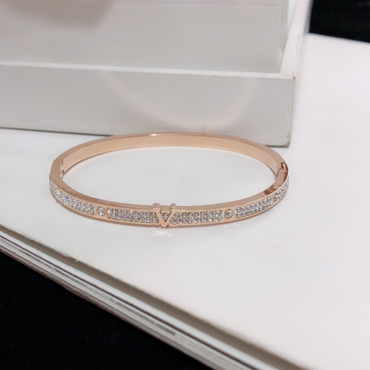 2023 Designer Bangles Luxury Bracelets Europe Fashion Style Women Bangle Crystal 18K Rose Gold Plated Stainless steel Wedding Love Gift Jewelry-image-855995502