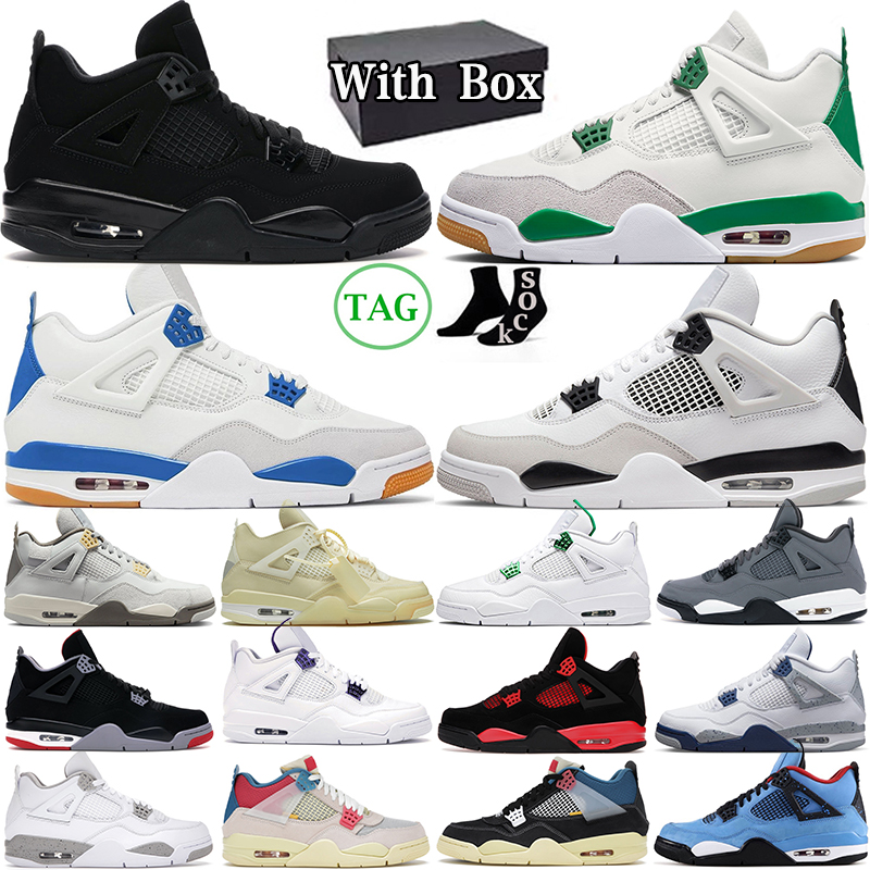 

With Box 4 4s Basketball Shoes Pine Green Military Black Cat Bred Sapphire Cool Grey Sail Red Thunder Cactus Jack men women trainers outdoor sports sneakers, #23