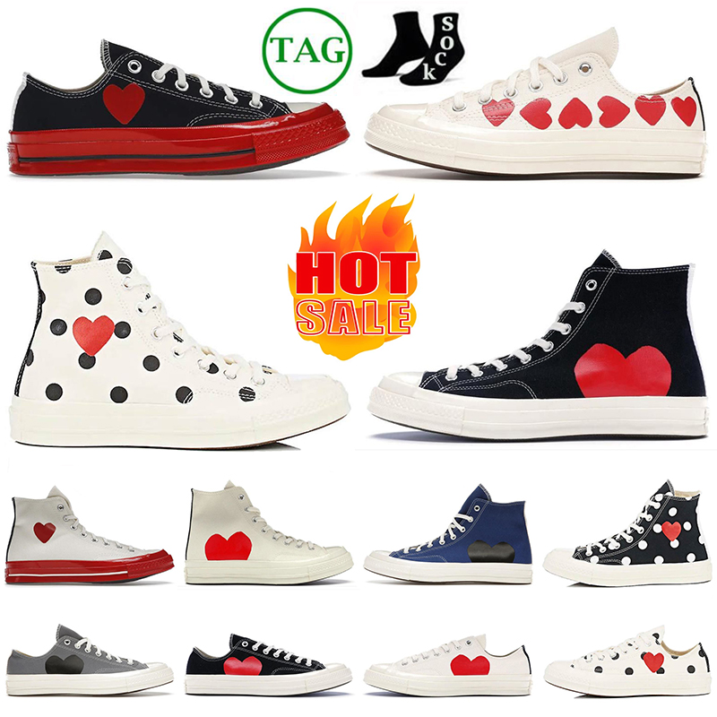 

Platform Canvas Shoes Comme Des Garcons Play designer sneakers cdg 1970s White Black Hearts Blue Grey Red high low Men Women Classic casual cdgs Shoes, Play blue