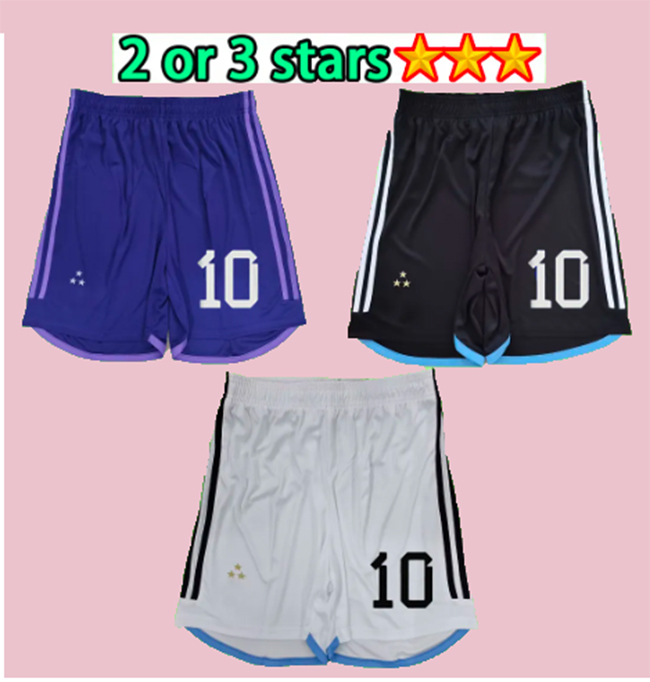 

2 and 3 stars Argentina Soccer shorts 2022 2023 adults Men kit MARADONA 22 23 DE PAUL DI MARIA J.ALVAREZ L.MARTINEZ E.FERNANDEZ football pants home away white black purple, 06 2 stars