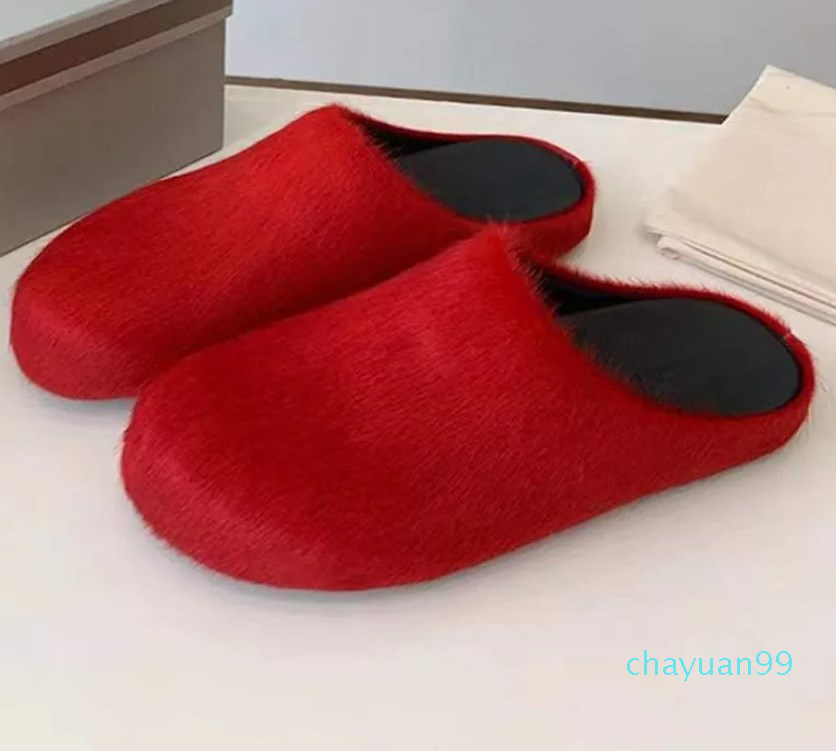 

Slippers Street Casual Flat Women Fashion Horsehair Slides Shoes Woman Round Toe Vacation Comfort Autumn Lady, Orange