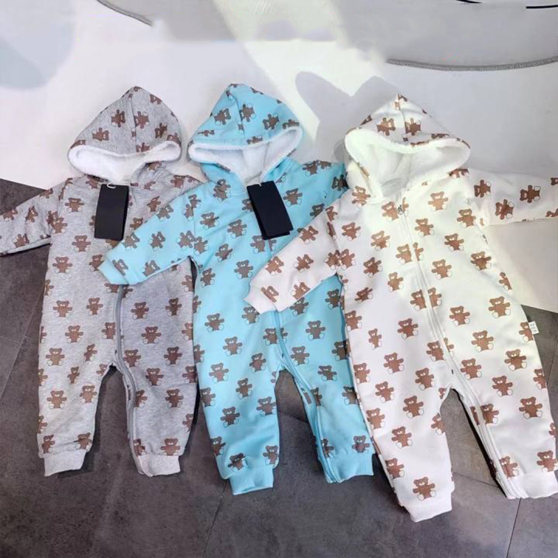 newborn Rompers baby thick Jumpsuits new born Designer Brand Girls girls Winter Clothes Letter Costume Overalls Jumpsuit Kids Bodysuit for Babies-image-917586885