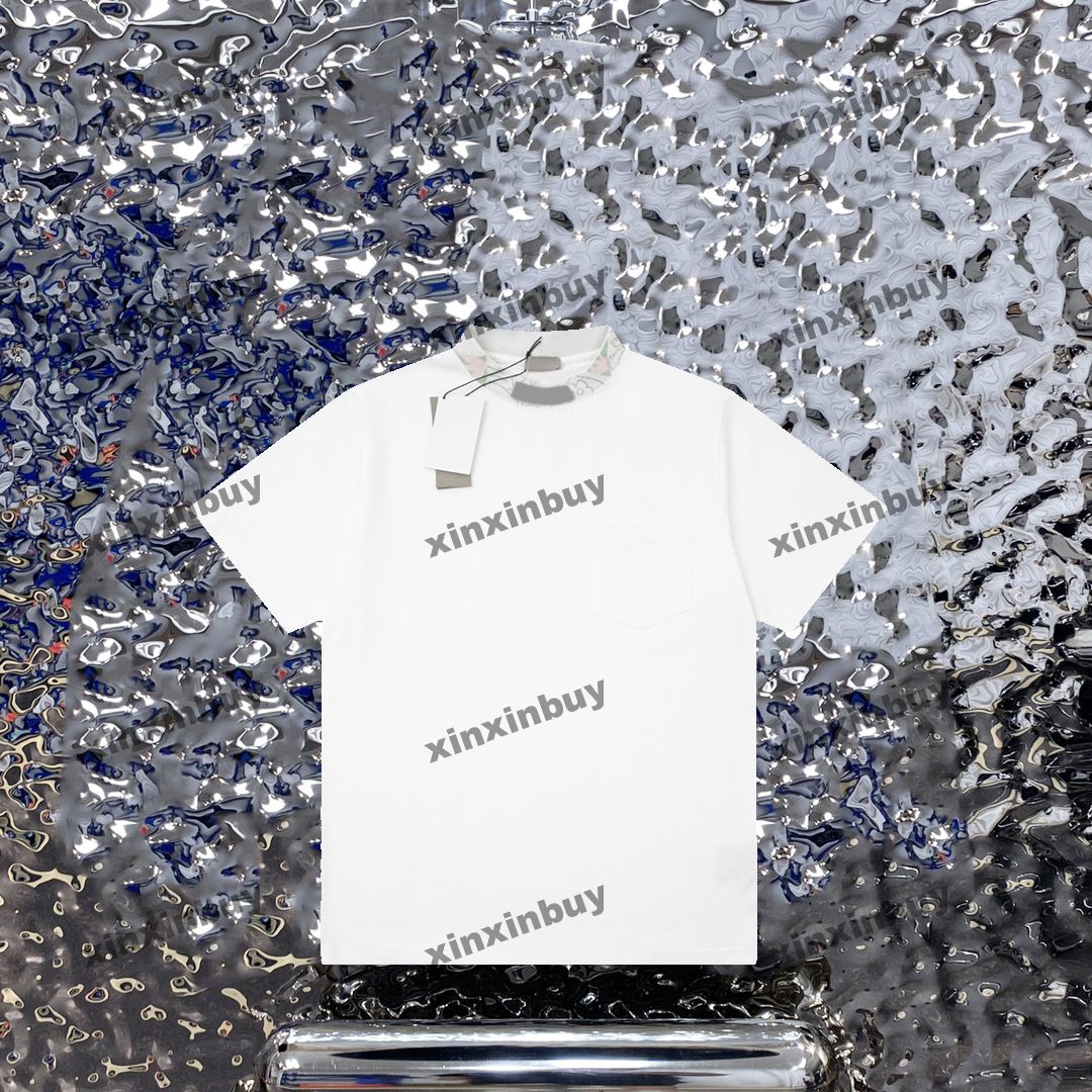 

xinxinbuy Men designer Tee t shirt 23ss Paris Flower jacquard collar Milan short sleeve cotton women Black White blue gray XS-2XL, 02