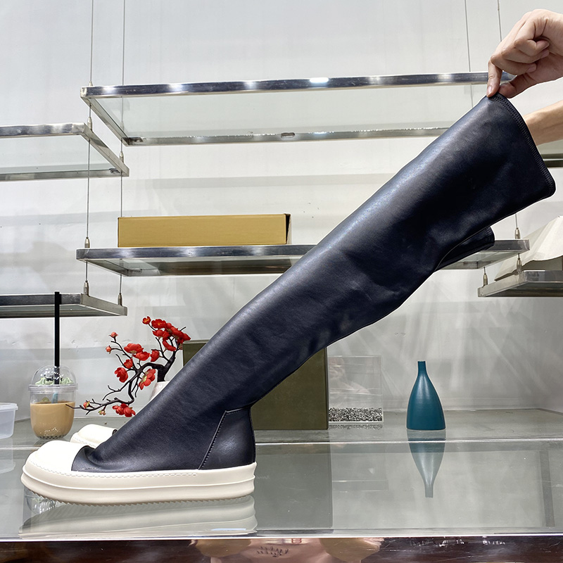 

top quality Casual Shoes Women's Elastic Leather Over Knee Boots Thigh High Winter Round Owens Luxury Sneakers Designer Flats Thick Sole Men's Sock Haif Big Plus Size, Half