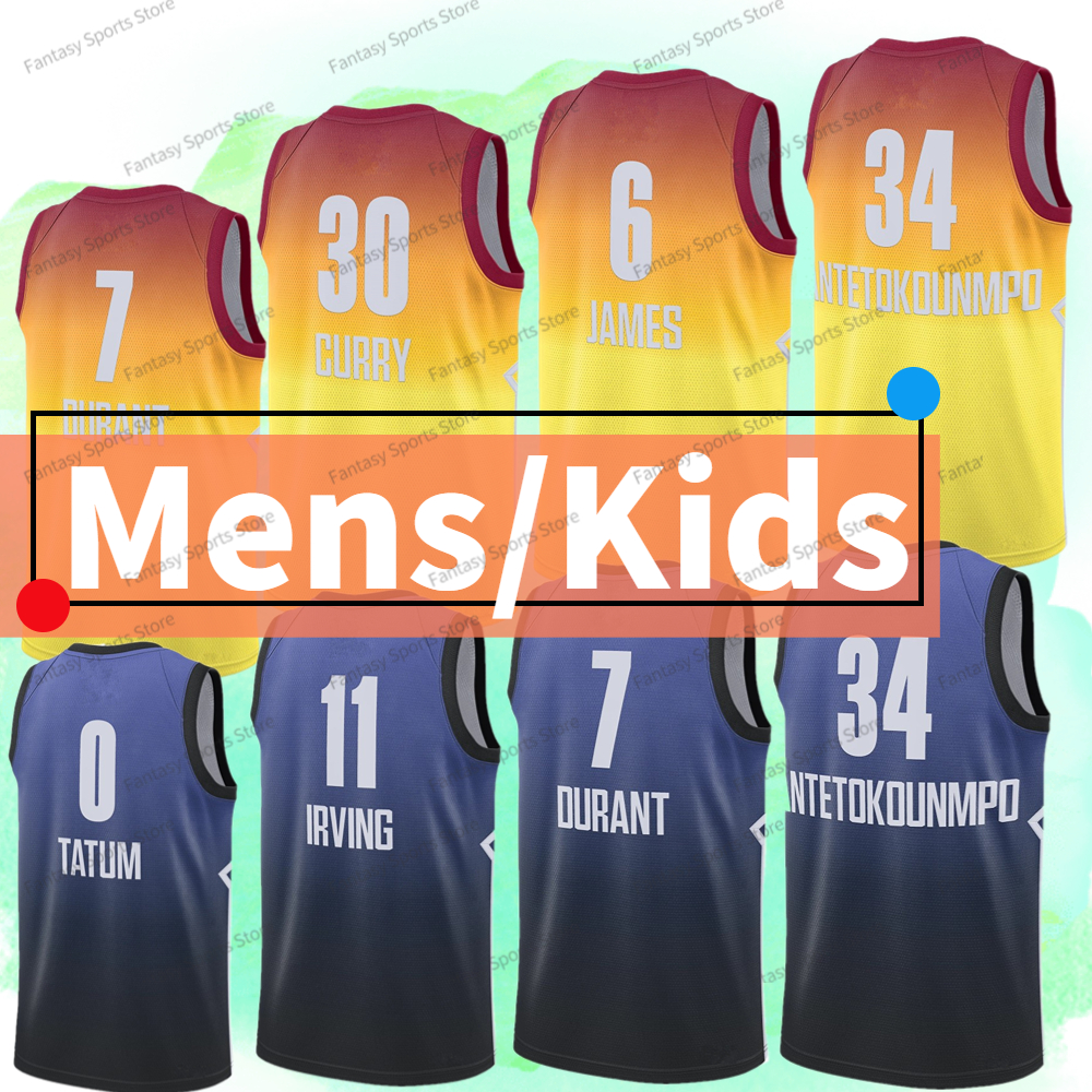

2023 All-Star Basketball Jersey Embiid Antetokounmpo Curry Kyrie Irving Kevin Durant Mitchell Harden James Lillard Tatum Ja Morant Luka Doncic Men Kids Jerseys, Blue