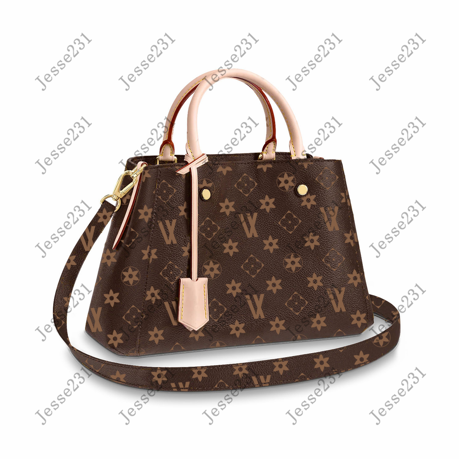 

Designers Bags Satchel womens Flower Black Empreinte Shoulder Bags MONTIGNE Messenger Handbag Leather with Strap Crossbody Bags French Tote bag N41056, Brown flower