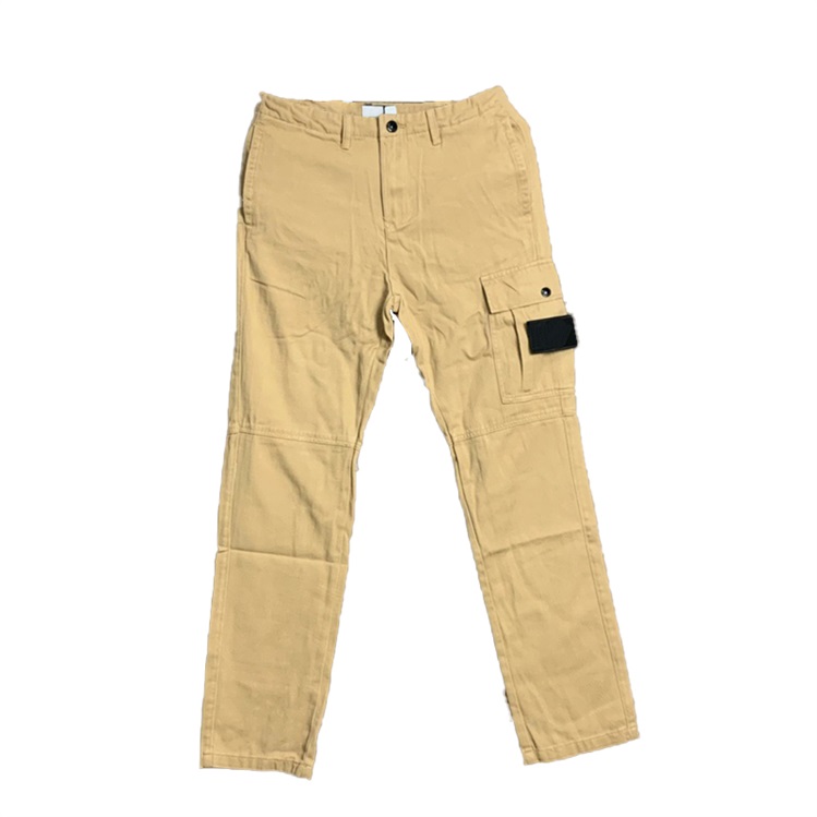 

2023 Fashion Compass Badge Patch Pants Men's Basic Casual Solid Color Joker Overalls 636#, Khaki-636#