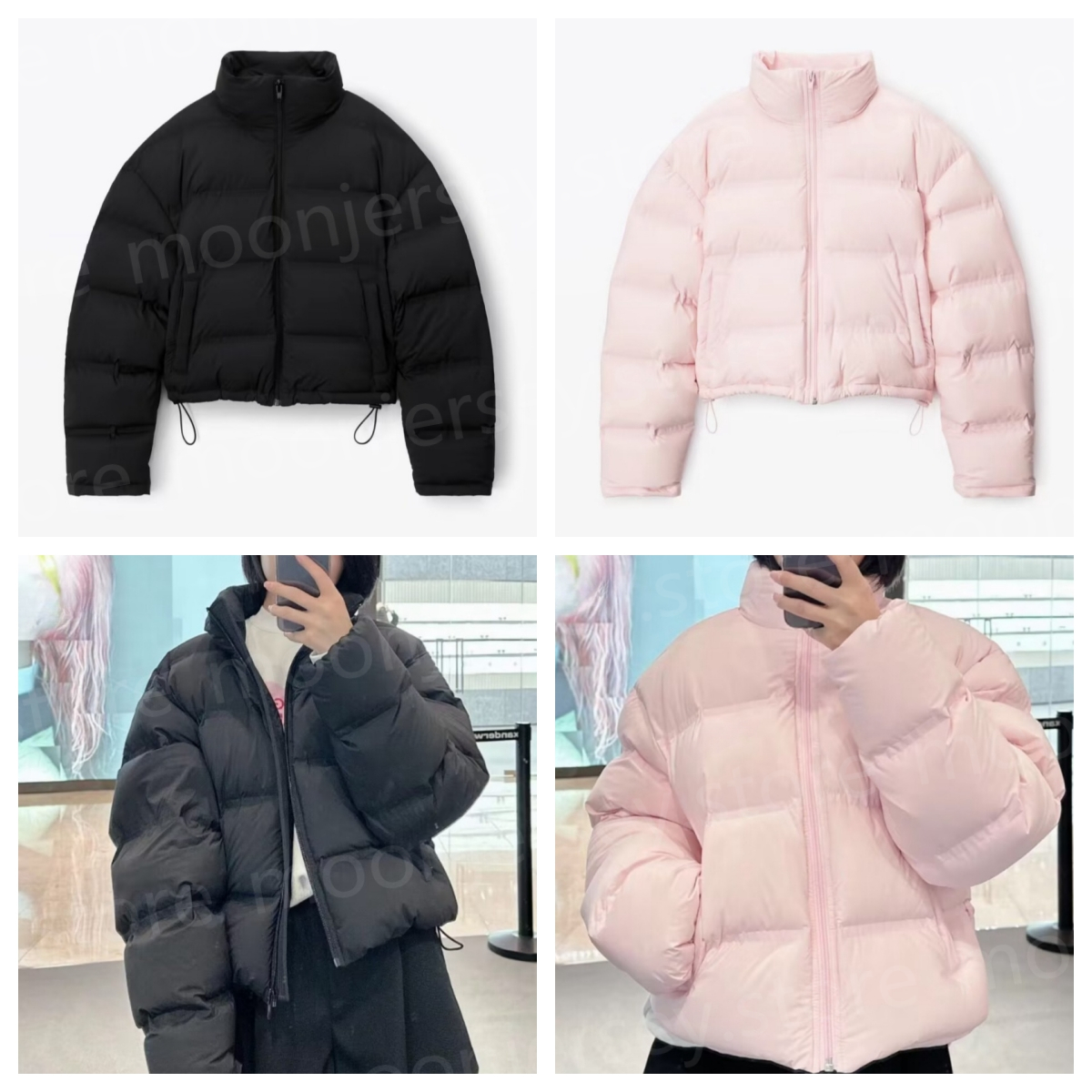 Designer Down Jackets Oversize Short Version Coats for Women Winter Warm Outerwear with Luminous Letter Pink Black Parkas Festival Gifts 25400-image-917597762