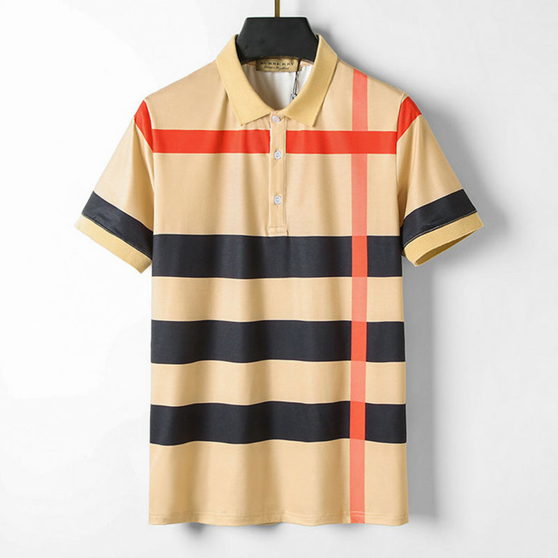 

Burrerys mens Designer Mens Polo Shirt Classic Shirt Summer Polos Neck Short Sleeve High Quality Cotton Plaid Print Fashion High Street Casual Handsome