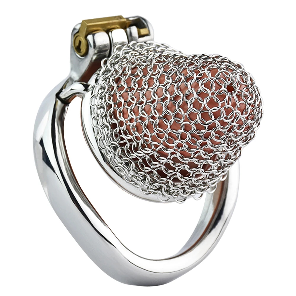 Men's Stainless Steel Mesh Chastity Cage Smooth Small Cock Lock Lightweight Erect Penis Lock Sex Toys-image-917760695