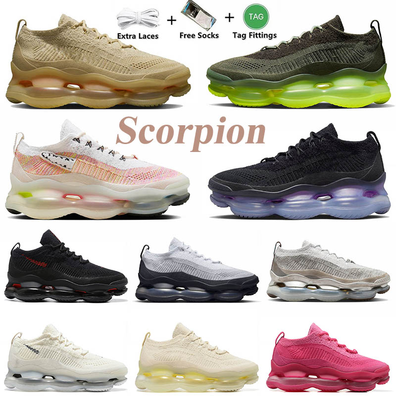 2023 Scorpion mens womens running shoes Airmaxs Triple Black White Gold Wolf Grey Wheat Cream Lemon men Fashion Fly Mesh Knit trainers sport snea