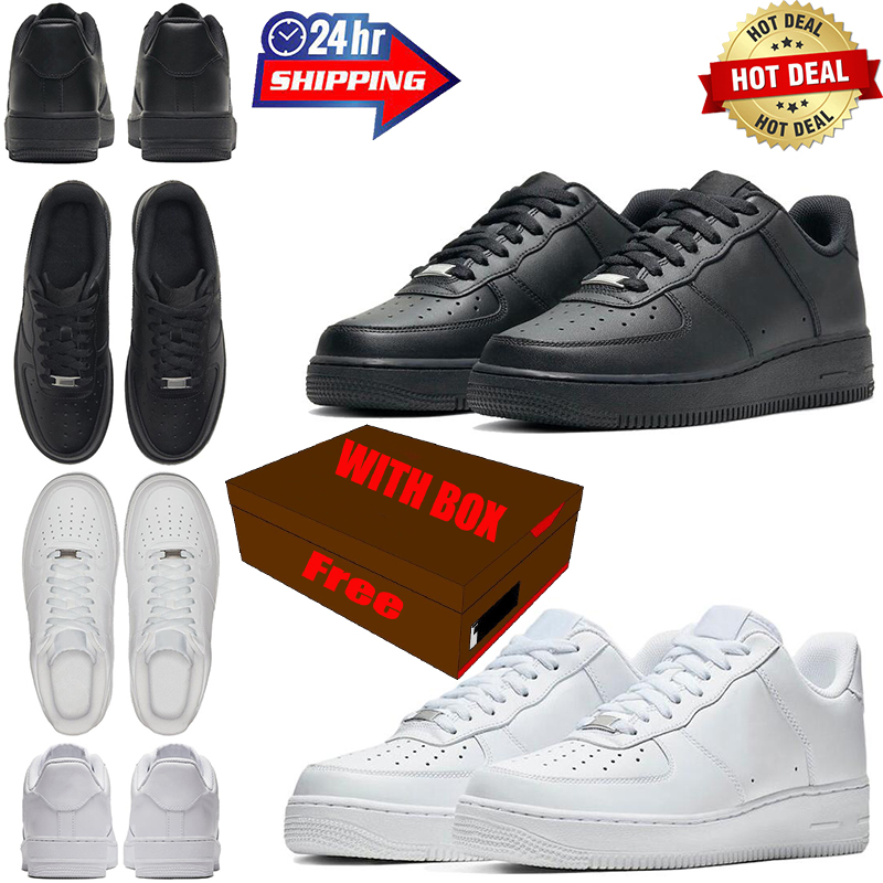 With Box af1 one running shoes for 1 mens womens triple black white shoe men airforce1 trainers sneakers runners top
