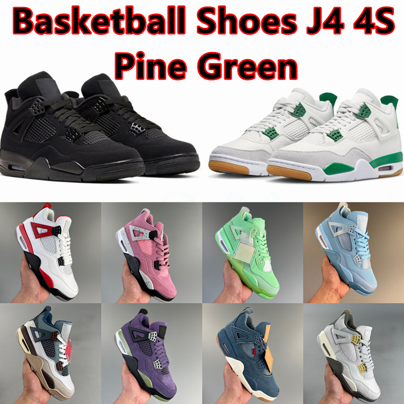 

j4 jumpman 4 pine green mens basketball shoes Retro University Blue white guava ice oreo sail noir metallic purple black cat bred shimmer cactus jack sneakers, As shown in the picture