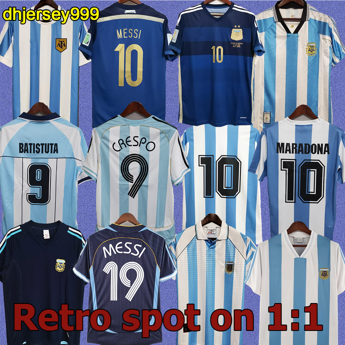 

Retro Argentina Maradona Soccer Jerseys Vintage Football Shirts MESSIs Maillots de foot 86 93 1994 1996 1997 1998 2000 2001 2006 2010 2014 Camiseta de Futbol 230403, 1994 home