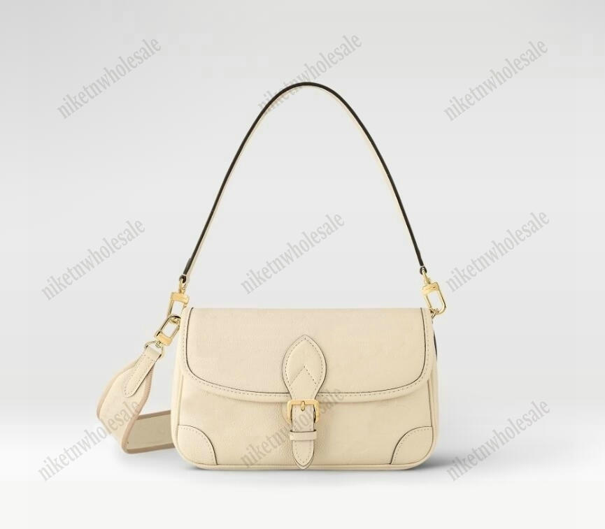

Diane Satchel Bag 2023 New Black M46386 Creme Beige White M46388 Embossed Grained Leather Handbag Women's Monograms Diane Shoulder Bag, Color-01